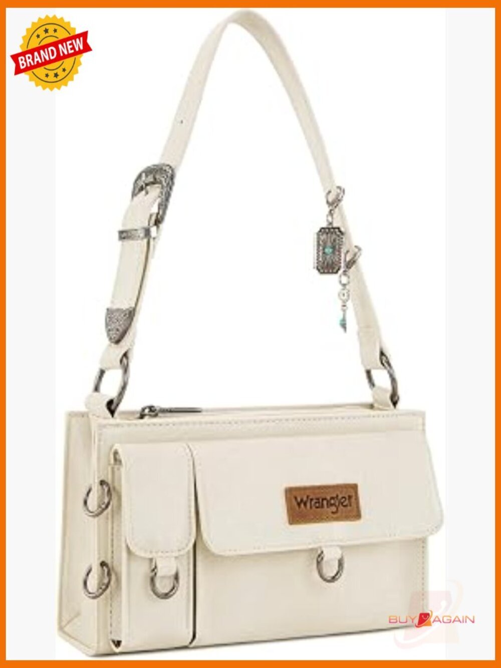 Mini Faux Leather Shoulder Bag with Detachable Charms